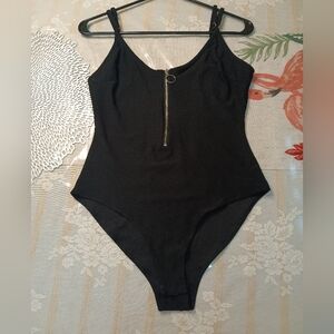 Mind Code Black Zip Bodysuit